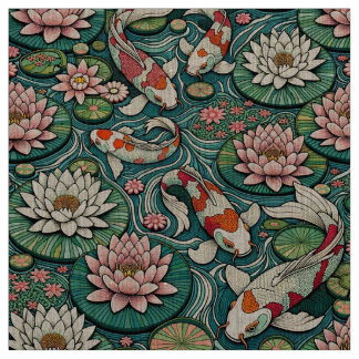 Koi's Amongst the Lilies III Fabric