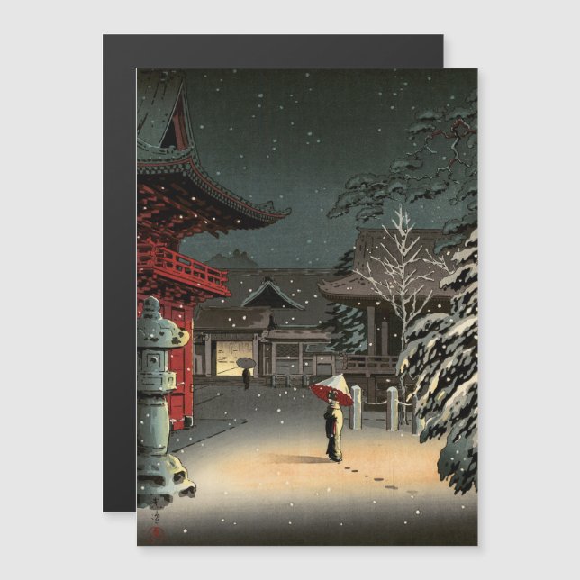 Koitsu - Neige à Nezu Shrine Carte magnétique (Devant / Derrière)