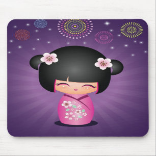 Kokeshi Cutie fireworks Mousepad