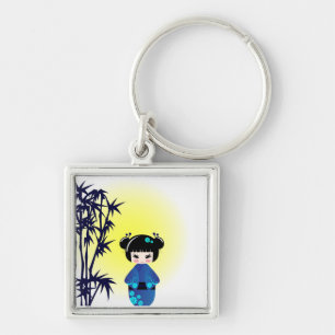 Kokeshi doll and bamboo keychain