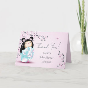 Kokeshi Doll Baby Shower Custom Thank You Card