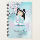 Kokeshi Doll Cherry Blossom rose Turquoise Nom