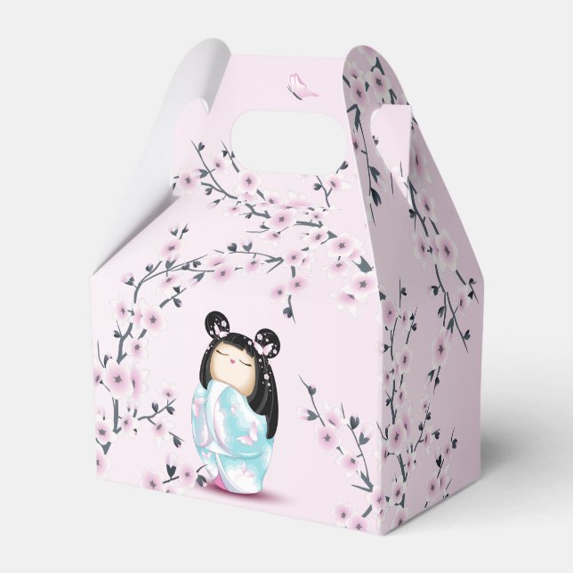 Kokeshi Doll Cherry Blossoms Favor Box (Front Side)