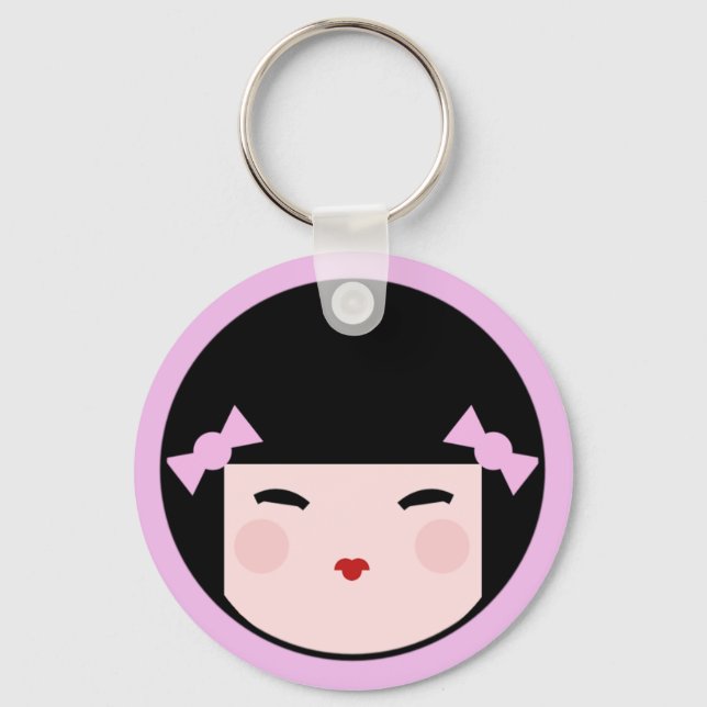 Kokeshi Doll Face Keychain (Front)