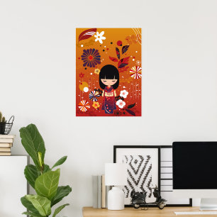 Kokeshi Doll Forest Poster