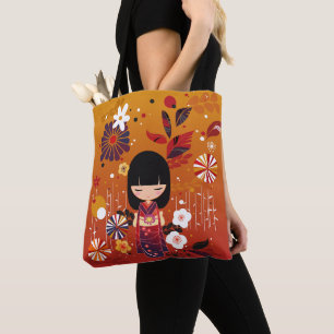 Kokeshi Doll Forest Tote Bag