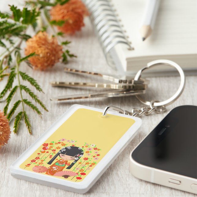 Kokeshi Doll Garden Keychain (Front Right)