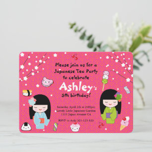 Kokeshi Doll Japanese Tea Party Invitation