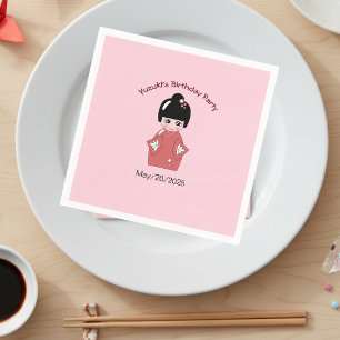 Kokeshi  Doll   - personalized birthday Napkin