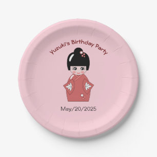 Kokeshi Doll - personalized birthday Paper Plate