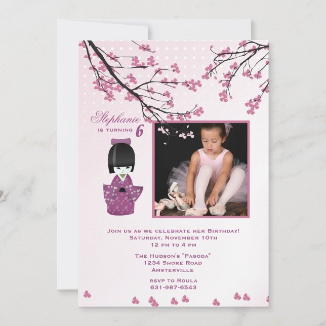 Kokeshi Doll Photo Invitation (Front)