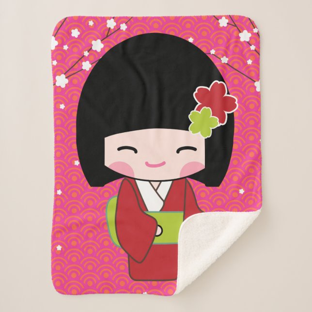 Kokeshi Doll sherpa bébé couverture (Devant)