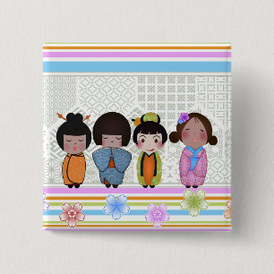 kokeshi dolls 2 inch square button