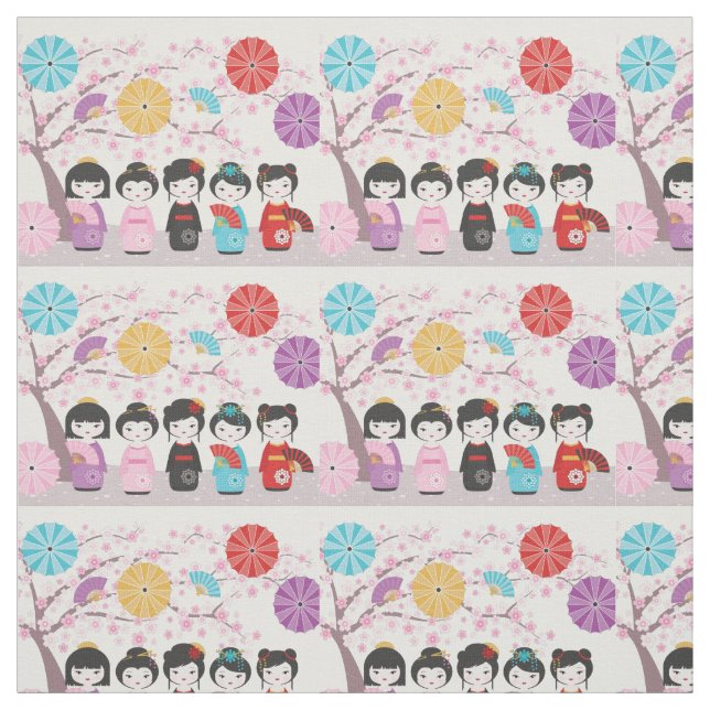Kokeshi Dolls Fabric (Swatch)