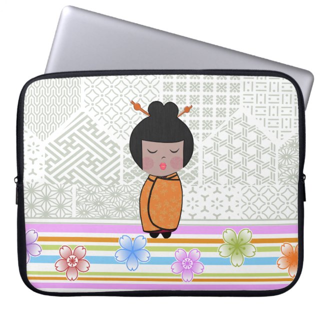 kokeshi dragonflies laptop sleeve (Front)
