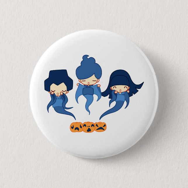 Kokeshi ghosts 2 inch round button (Front)