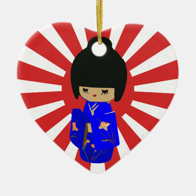 Kokeshi kawaii customizable text pendant ornament (Front)