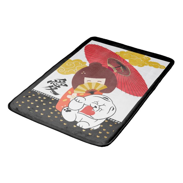 KOKESHI LOVE  Chow dog heart CRATE MAT (Angled)
