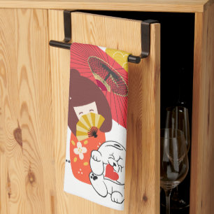 KOKESHI LOVE Chow dog heart Kitchen Towels