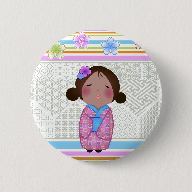kokeshi sakura 2 inch round button (Front)