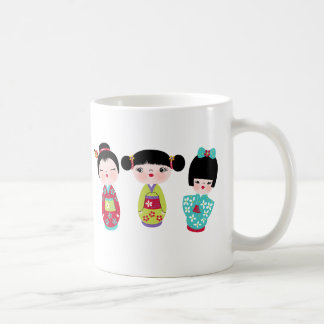 kokeshi trio coffee mug