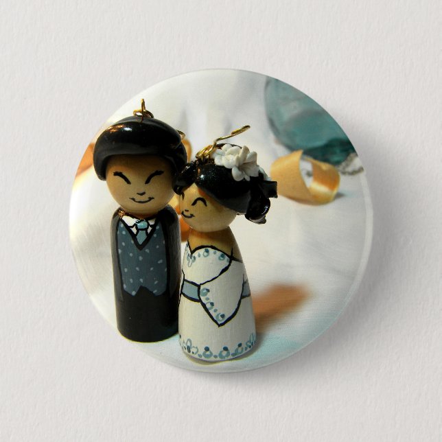 Kokeshi Wedding I 2 Inch Round Button (Front)