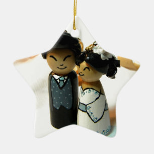 Kokeshi Wedding I Ceramic Ornament