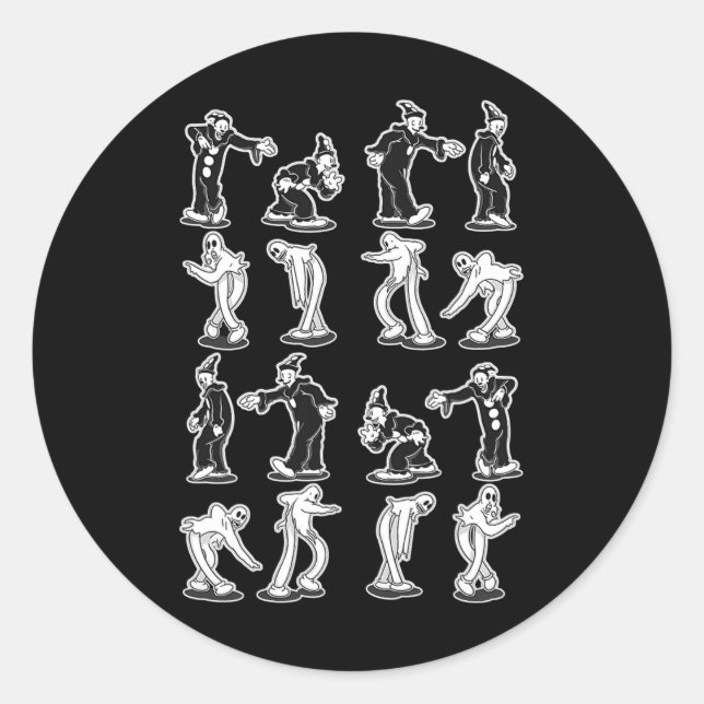 Koko The Clown Ghost Spooky Two Step Dance  Classic Round Sticker (Front)