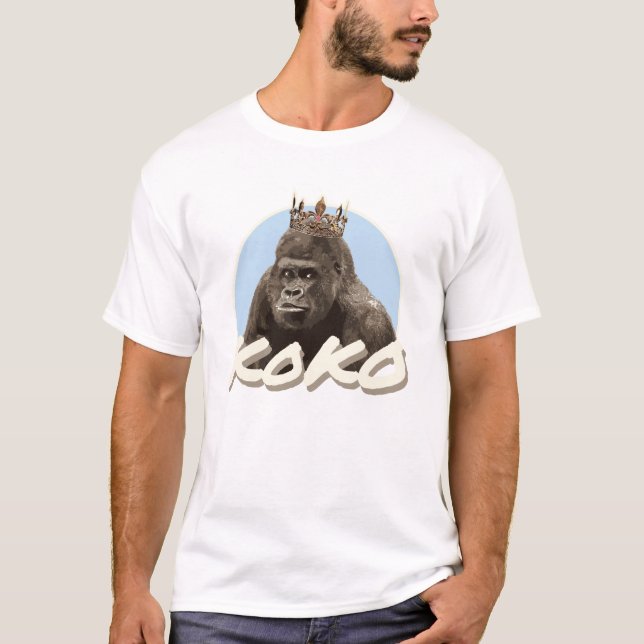 Koko The Gorilla Wearing Crown T-Shirt (Front)