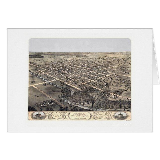 Kokomo, IN Panoramic Map - 1868 (Front Horizontal)