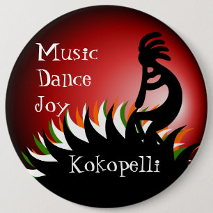 Kokopelli 6 Inch Round Button
