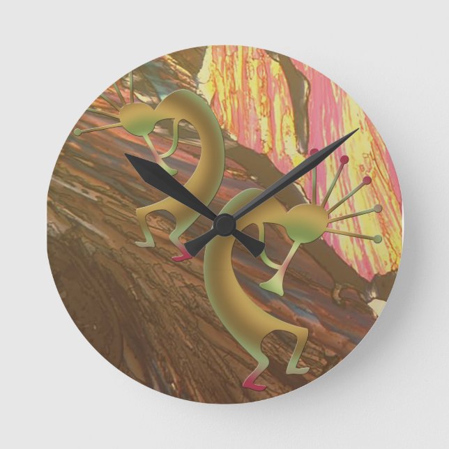 Kokopelli Abstract Jam Session Round Clock (Front)