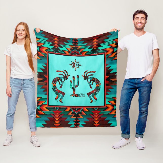 Kokopelli And Cactus Fleece Blanket (In Situ)