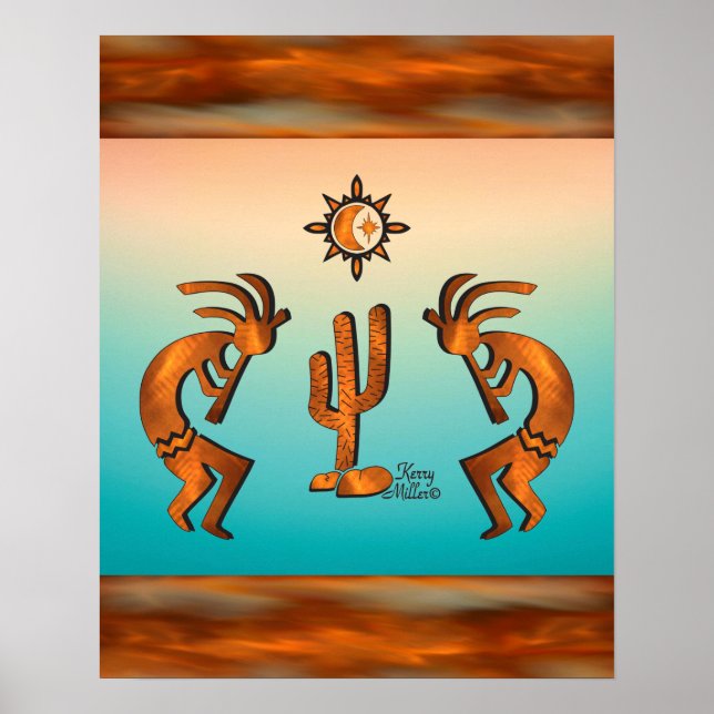 Kokopelli And Cactus Poster (Front)