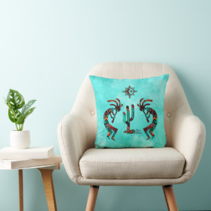 Kokopelli And Cactus Throw Pillow