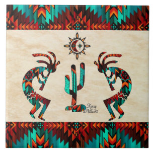 Kokopelli And Cactus Tile