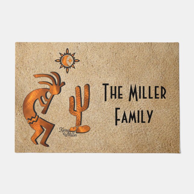 Kokopelli And Cactus Welcome Doormat (Front)