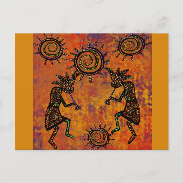 Kokopelli Art Kitchen Towel Postcard (Front)