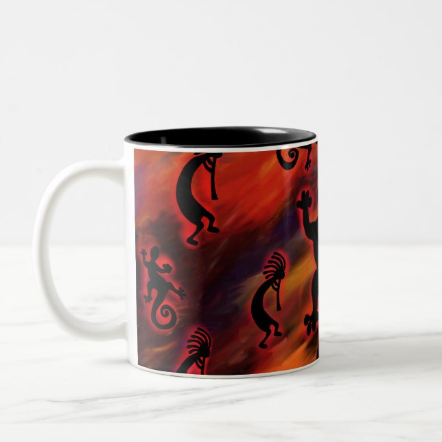 Kokopelli Art Two-Tone Coffee Mug (Left)