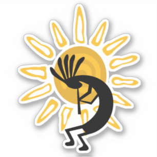 Kokopelli avec le Sticker Sun Gold Vinyl
