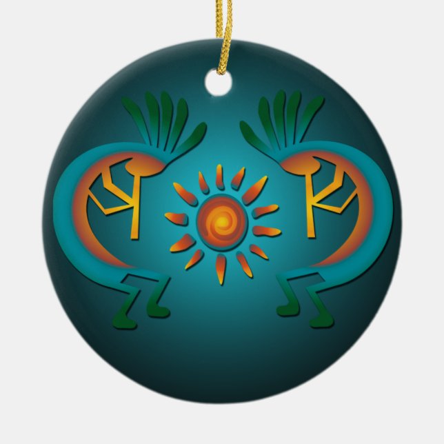 Kokopelli avec Sun Turquoise Design ornement de No (Devant)