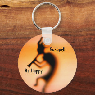 Kokopelli Be Happy Inspirational Keychain
