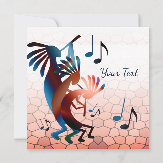 Kokopelli Blues Music 2  Desert Sunset Flat Card (Front)
