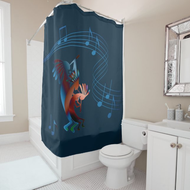 Kokopelli Blues Music 2 Shower Curtain (In Situ)