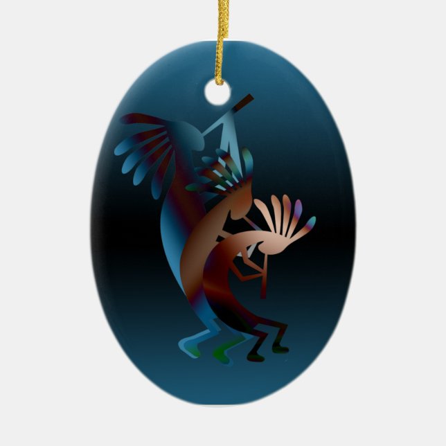 Kokopelli Blues Music Ceramic Ornament (Front)