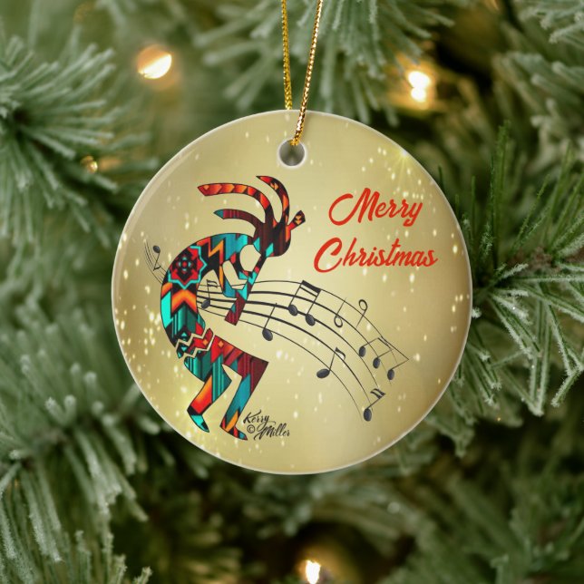 Kokopelli Christmas Ceramic Ornament (Tree)