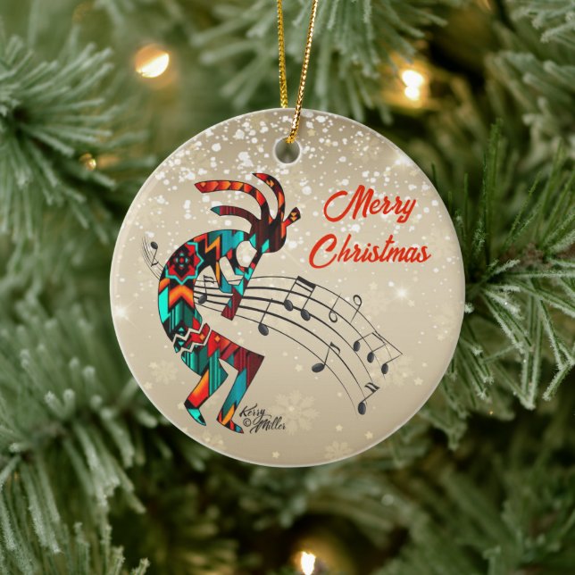 Kokopelli Christmas Ceramic Ornament (Tree)