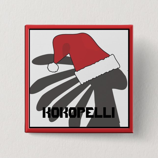Kokopelli Christmas Template 2 Inch Square Button (Front)