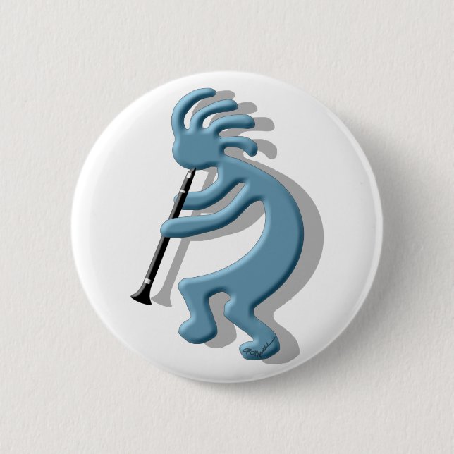 Kokopelli Clarinet 2 Inch Round Button (Front)