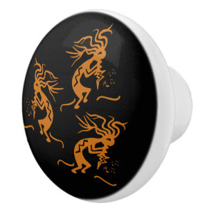 Kokopelli Dancing Musicians Ceramic Knob